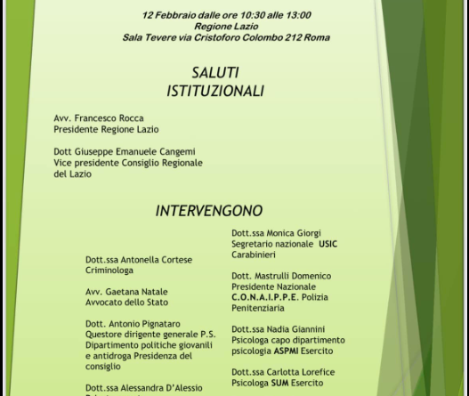 PSICOLOGIA E SINDACATI FORZE ARMATE E DI POLIZIA. ROMA 12.2.2025 Regione Lazio